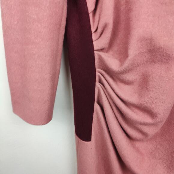 The Fold Evesham Dress Womens 12 Rose Pink‎ Wool Ruched Preppy Formal Preppy - Picture 3 of 10